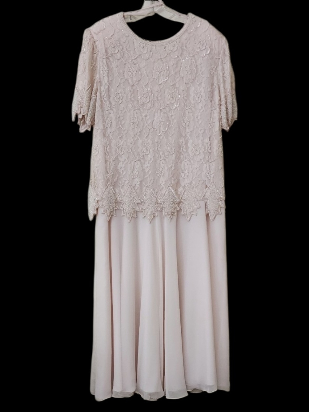 Elegant Lace Top Maxi Dress in Blush